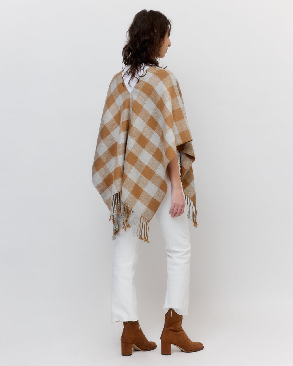 PONCHO CUADROS / Vicuña + Gris