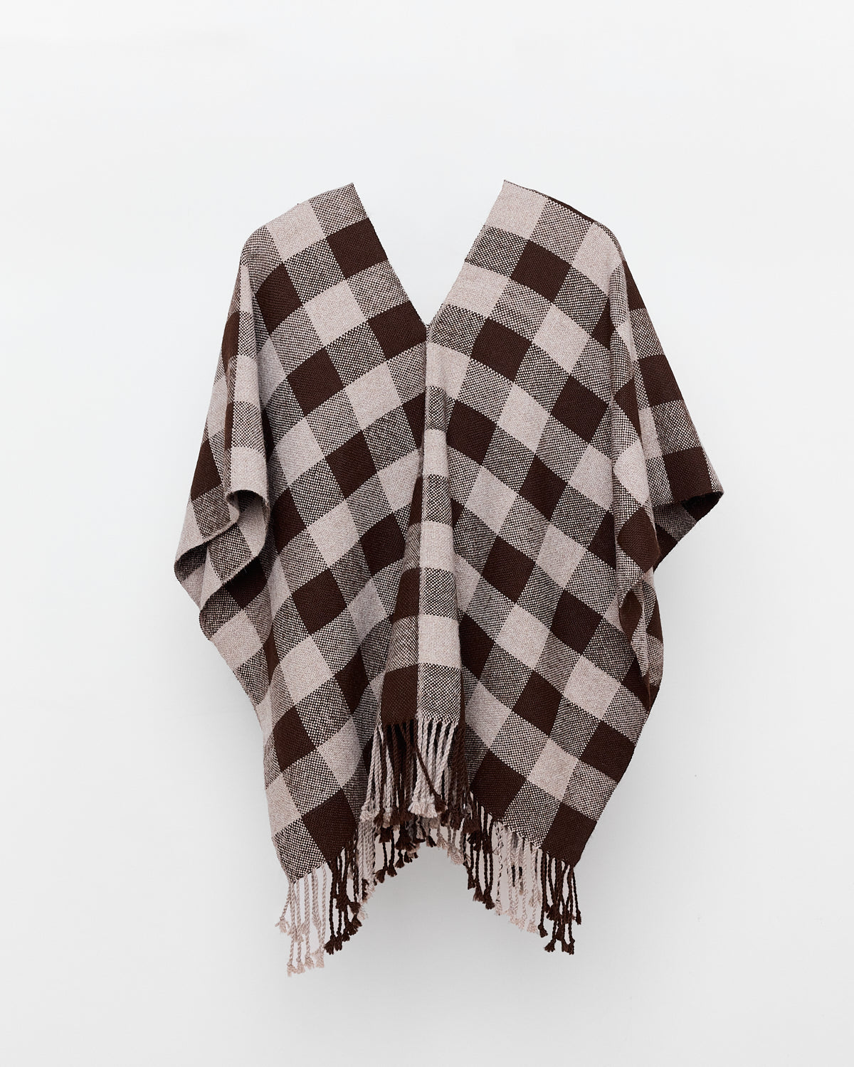 PONCHO CUADROS / Chocolate + Rosillo