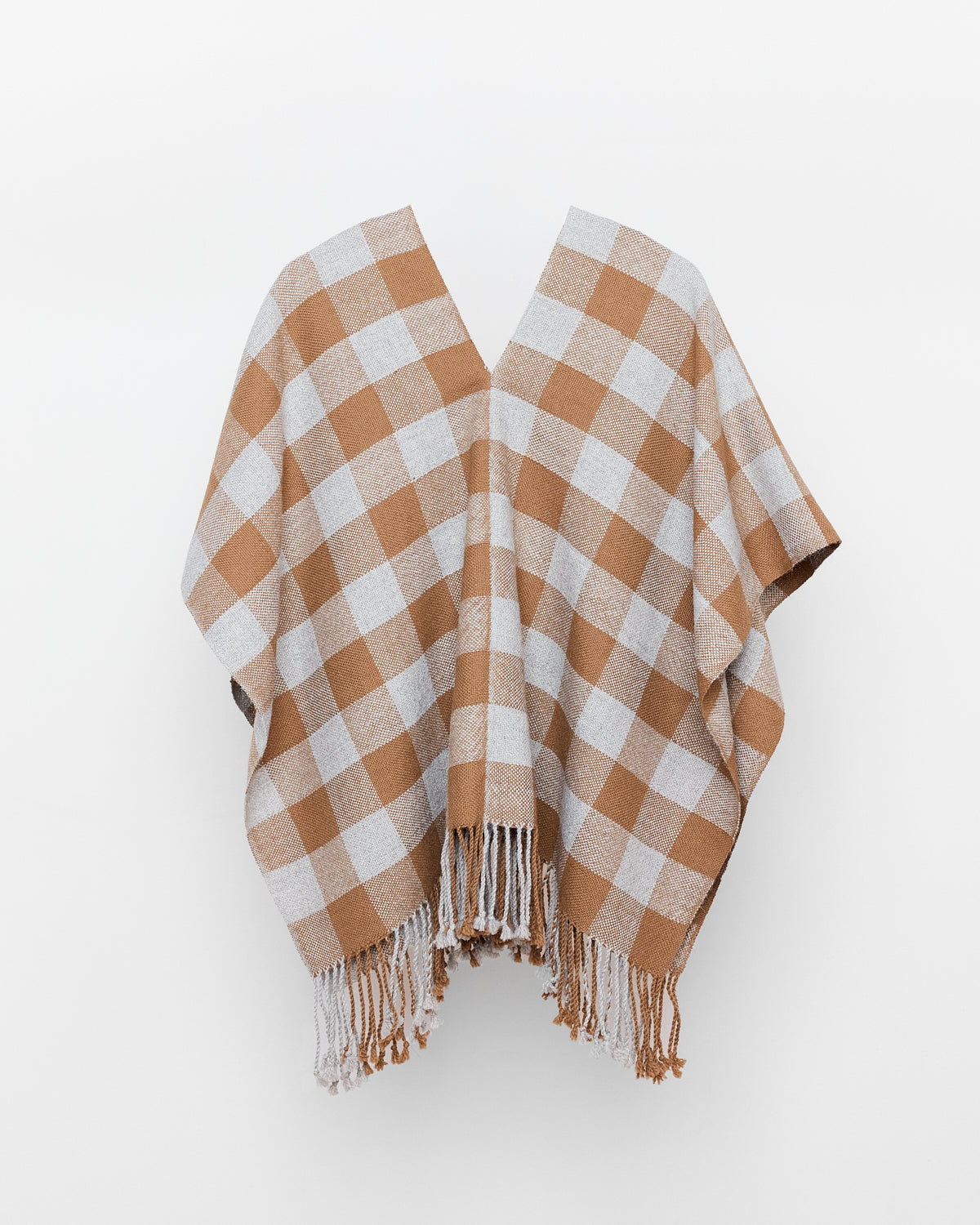 PONCHO CUADROS / Vicuña + Gris
