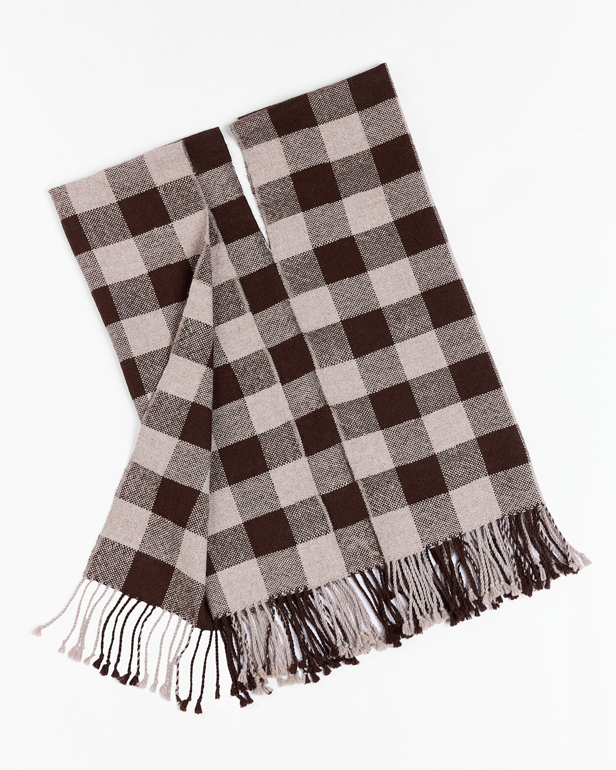 PONCHO CUADROS / Chocolate + Rosillo